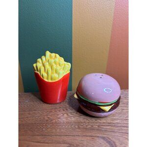 Ceramic burger and French fries fast food - have stoppers